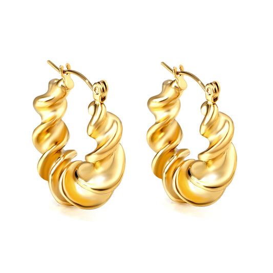 Wholesale Spiral - Design Gold Earrings for Jewelry Vendors Creative Look