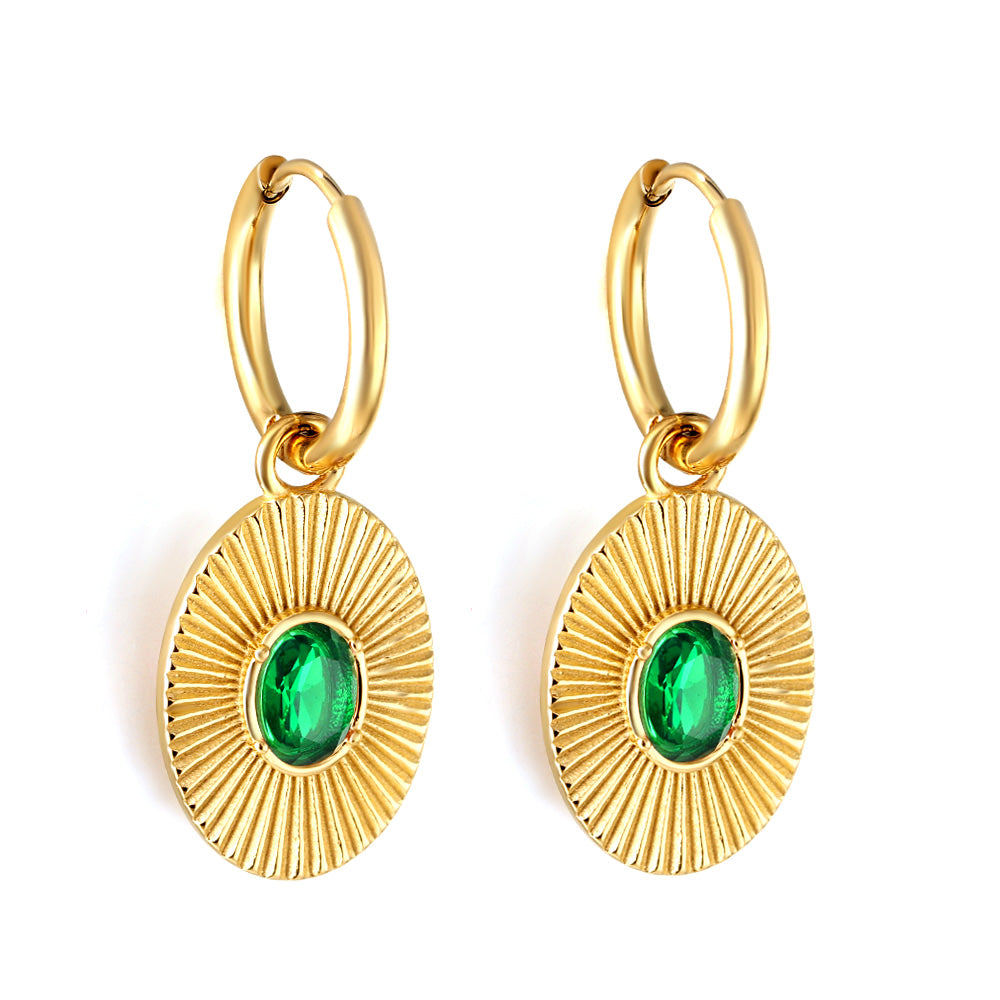 Bulk 18K Gold Elegant Gem - adorned Hoop Earrings