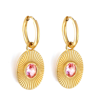 Bulk 18K Gold Elegant Gem - adorned Hoop Earrings