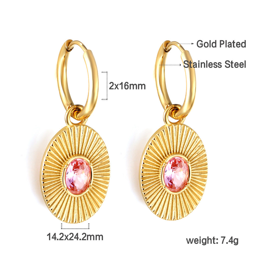 Bulk 18K Gold Elegant Gem - adorned Hoop Earrings