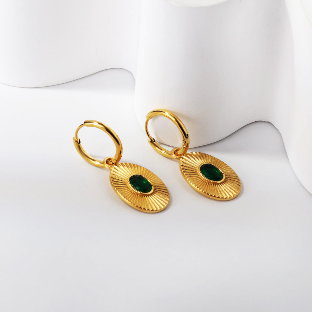 Bulk 18K Gold Elegant Gem - adorned Hoop Earrings