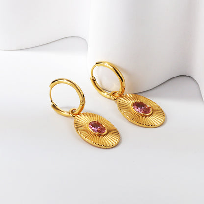 Bulk 18K Gold Elegant Gem - adorned Hoop Earrings