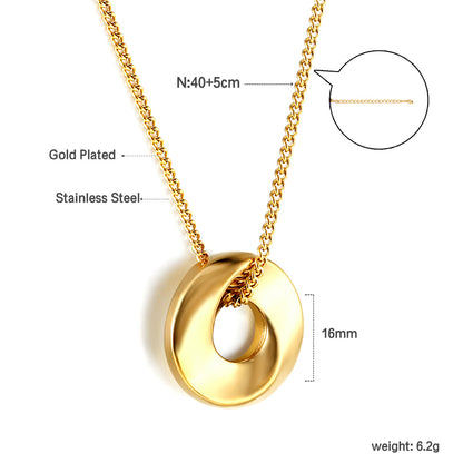 Wholesale Stainless Steel Gold Tone Circular Hoop Pendant Necklace Modern Minimalism