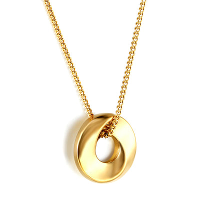 Wholesale Stainless Steel Gold Tone Circular Hoop Pendant Necklace Modern Minimalism