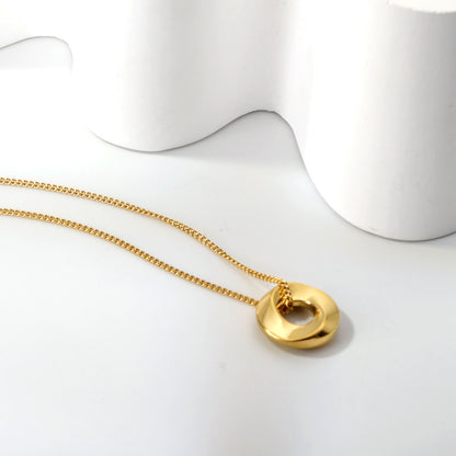 Wholesale Stainless Steel Gold Tone Circular Hoop Pendant Necklace Modern Minimalism