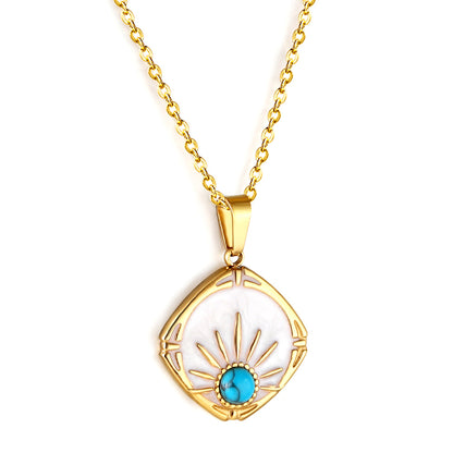 Wholesale 18K Gold Sun and Shell Necklace Beachy Style