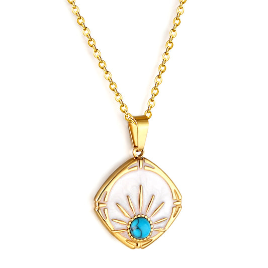 Wholesale 18K Gold Sun and Shell Necklace Beachy Style
