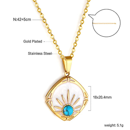 Wholesale 18K Gold Sun and Shell Necklace Beachy Style
