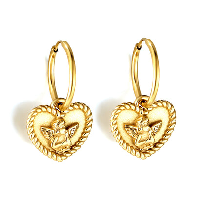 Bulk 18K Gold Heart - textured Hoop Earrings Elegant Style