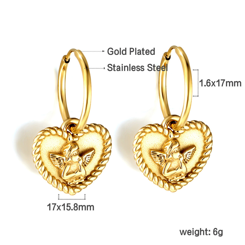 Bulk 18K Gold Heart - textured Hoop Earrings Elegant Style