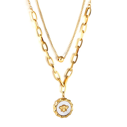 Wholesale 18K Gold Double - chain Heart Necklace Fashionable Style