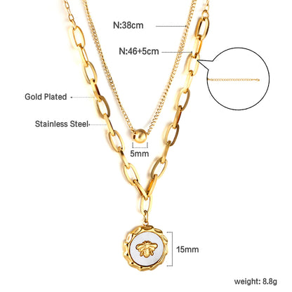 Wholesale 18K Gold Double - chain Heart Necklace Fashionable Style