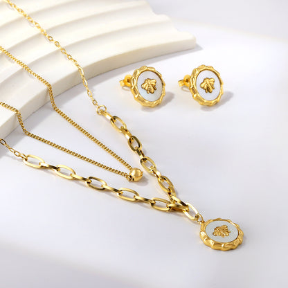 Wholesale 18K Gold Double - chain Heart Necklace Fashionable Style