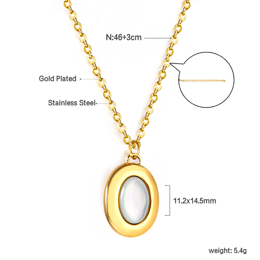 Wholesale 18K Gold Mother - of - pearl Oval Necklace Elegant Style