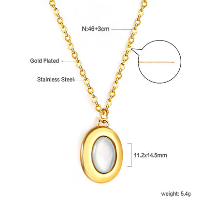 Wholesale 18K Gold Mother - of - pearl Oval Necklace Elegant Style
