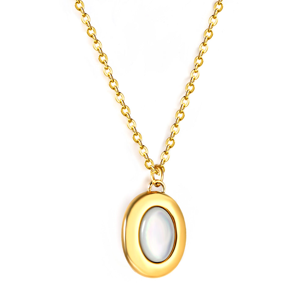 Wholesale 18K Gold Mother - of - pearl Oval Necklace Elegant Style