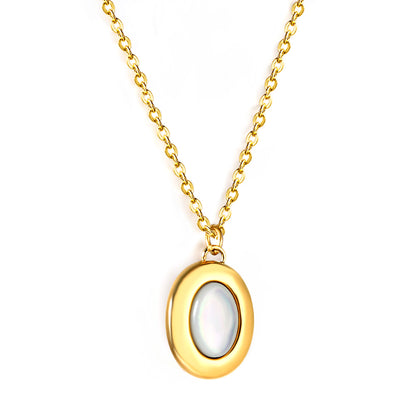 Wholesale 18K Gold Mother - of - pearl Oval Necklace Elegant Style