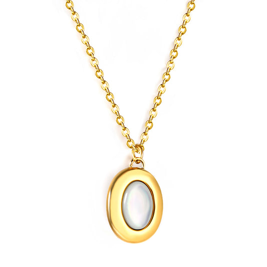 Wholesale 18K Gold Mother - of - pearl Oval Necklace Elegant Style