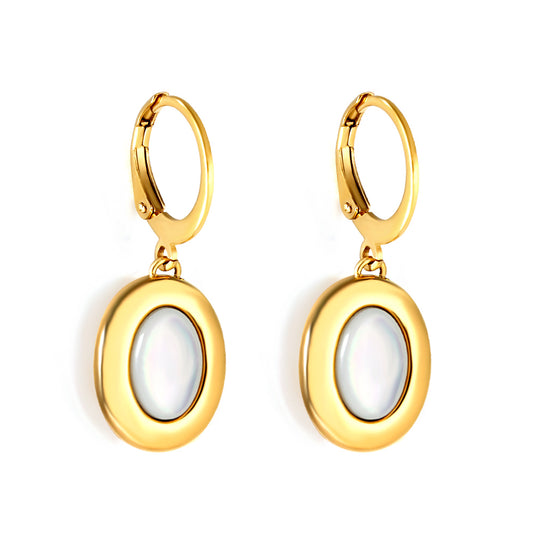 Wholesale 18K Gold Oval - white Hoop Earrings Simple Beauty