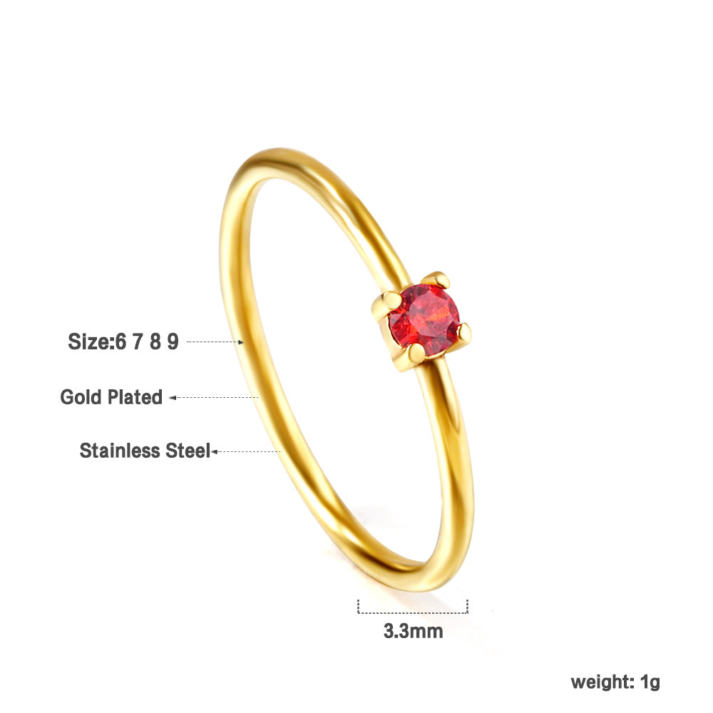 Wholesale 18K Gold Rainbow Gemstone Ring Colorful Versatility