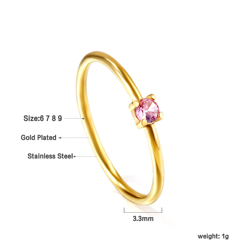 Wholesale 18K Gold Rainbow Gemstone Ring Colorful Versatility