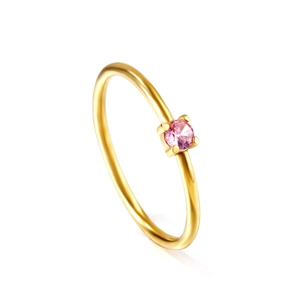 Wholesale 18K Gold Rainbow Gemstone Ring Colorful Versatility