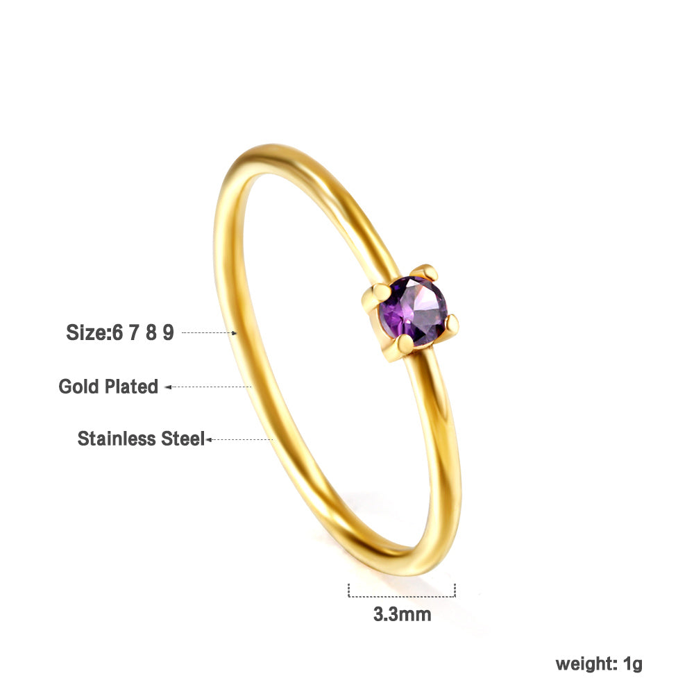Wholesale 18K Gold Rainbow Gemstone Ring Colorful Versatility