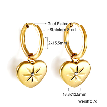 Bulk 18K Gold Heart - star Hoop Earrings Lovely Design