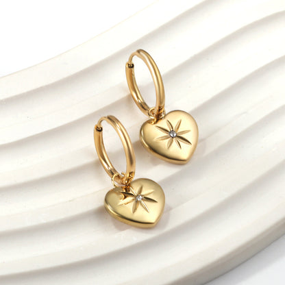 Bulk 18K Gold Heart - star Hoop Earrings Lovely Design