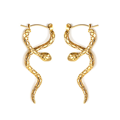 Wholesale 18K Gold Snake - shaped Earrings Trendy Fashion