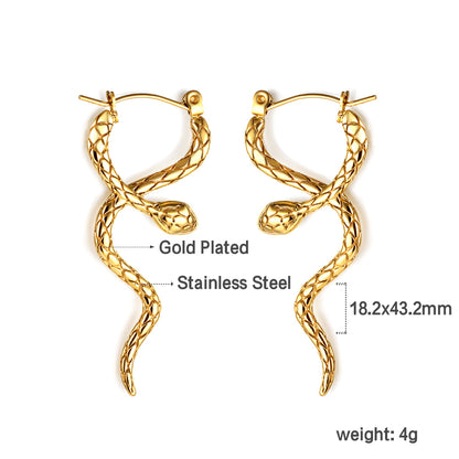 Wholesale 18K Gold Snake - shaped Earrings Trendy Fashion