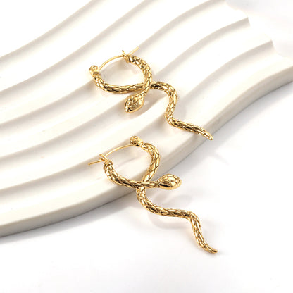 Wholesale 18K Gold Snake - shaped Earrings Trendy Fashion