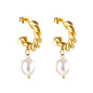 Wholesale 18K Gold Spiral - pearl Earrings Trendy Fashion
