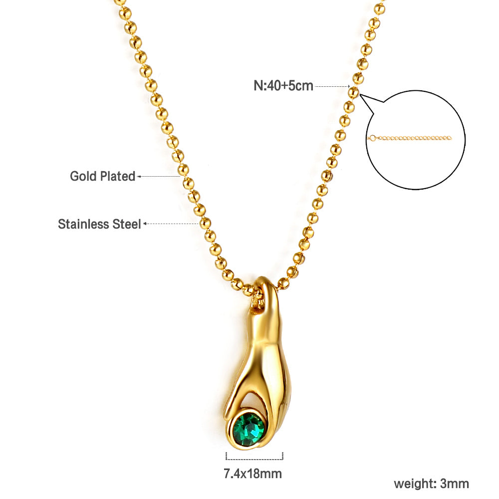 Wholesale 18K Gold Green Stone Pendant Necklace Exquisite Style