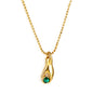 Wholesale 18K Gold Green Stone Pendant Necklace Exquisite Style