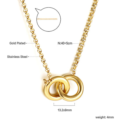 Wholesale 18K Gold Interlocking Rings Necklace Stylish Design