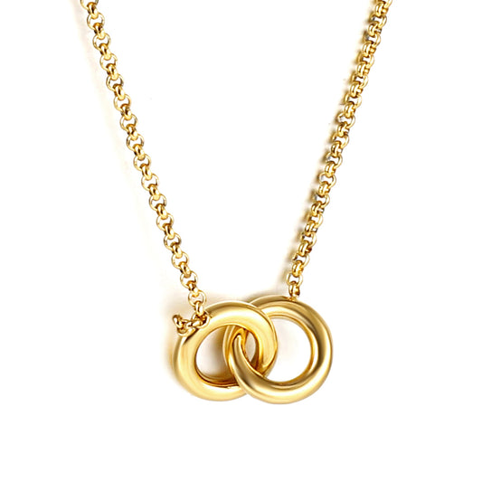 Wholesale 18K Gold Interlocking Rings Necklace Stylish Design