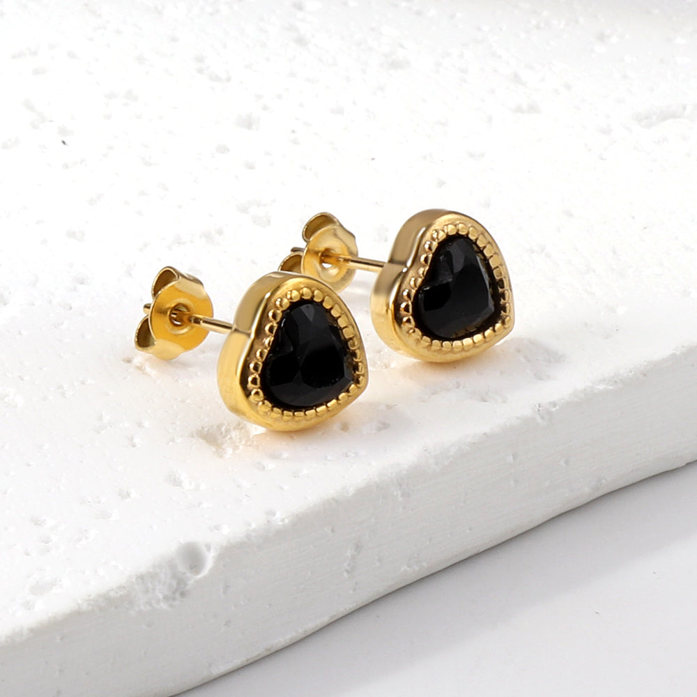 Wholesale 18K Gold Colorful Heart Zircon Stud Earrings