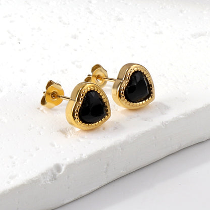 Wholesale 18K Gold Colorful Heart Zircon Stud Earrings
