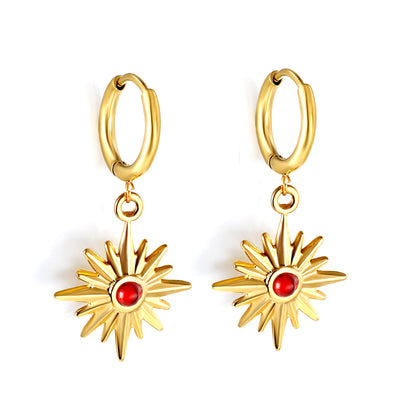 Wholesale 18K Gold Sun - red Earrings Vibrant Design