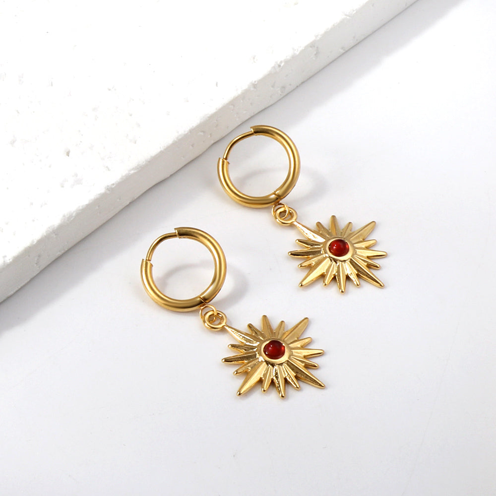 Wholesale 18K Gold Sun - red Earrings Vibrant Design