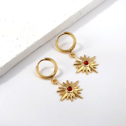 Wholesale 18K Gold Sun - red Earrings Vibrant Design