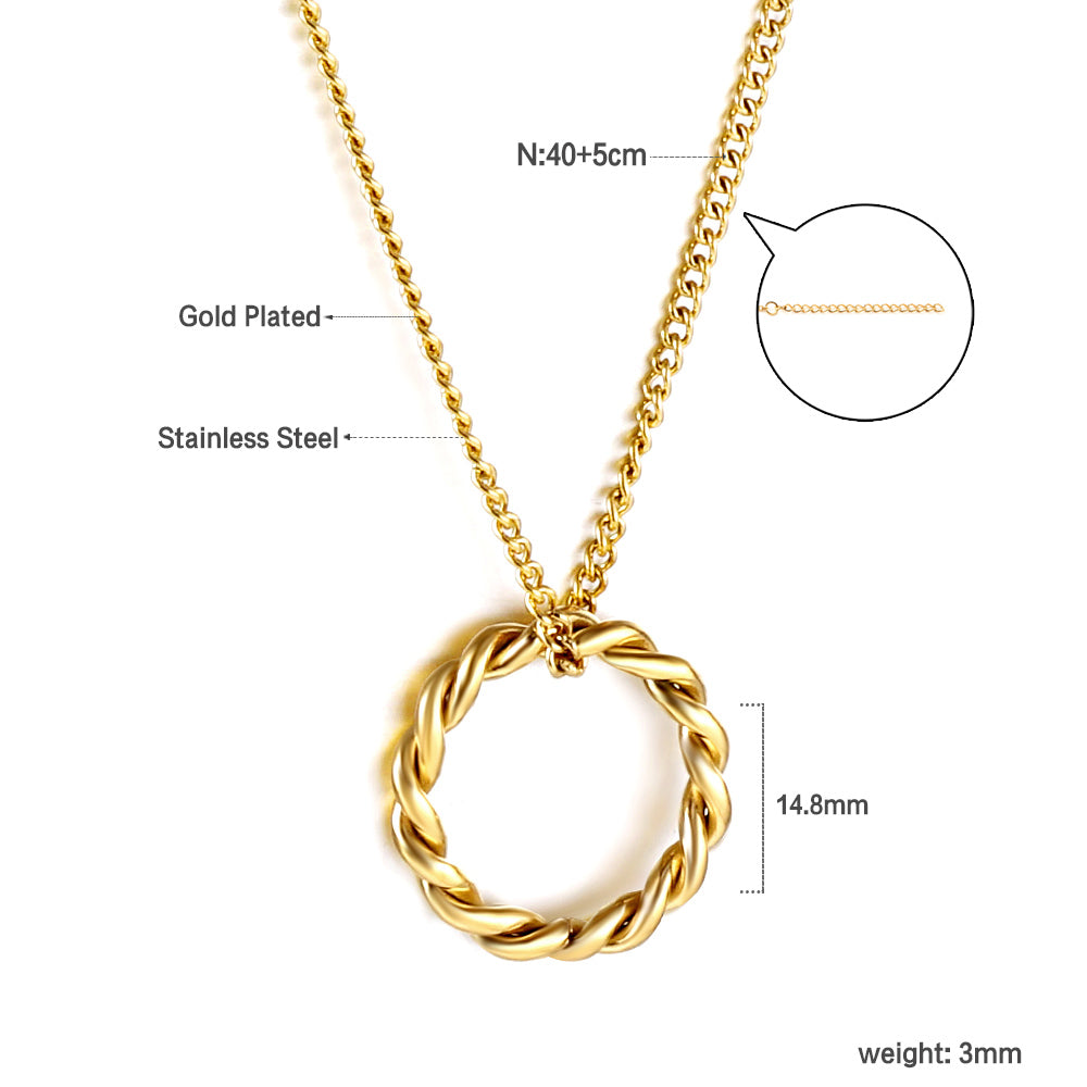 Wholesale 18K Gold Braided Circle Necklace Elegant Appeal