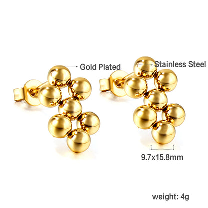 Wholesale 18K Gold Ball - cluster Stud Earrings Luxurious Feel