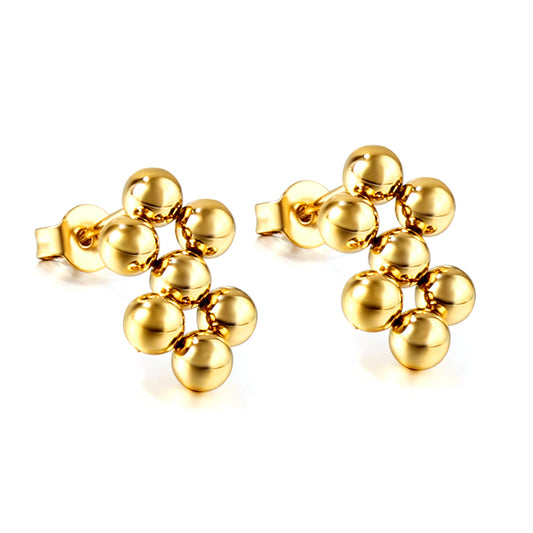 Wholesale 18K Gold Ball - cluster Stud Earrings Luxurious Feel