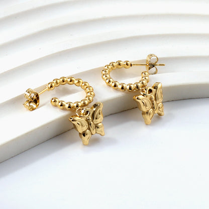Wholesale 18K Gold Butterfly - heart Chain Earrings Delicate Craftsmanship