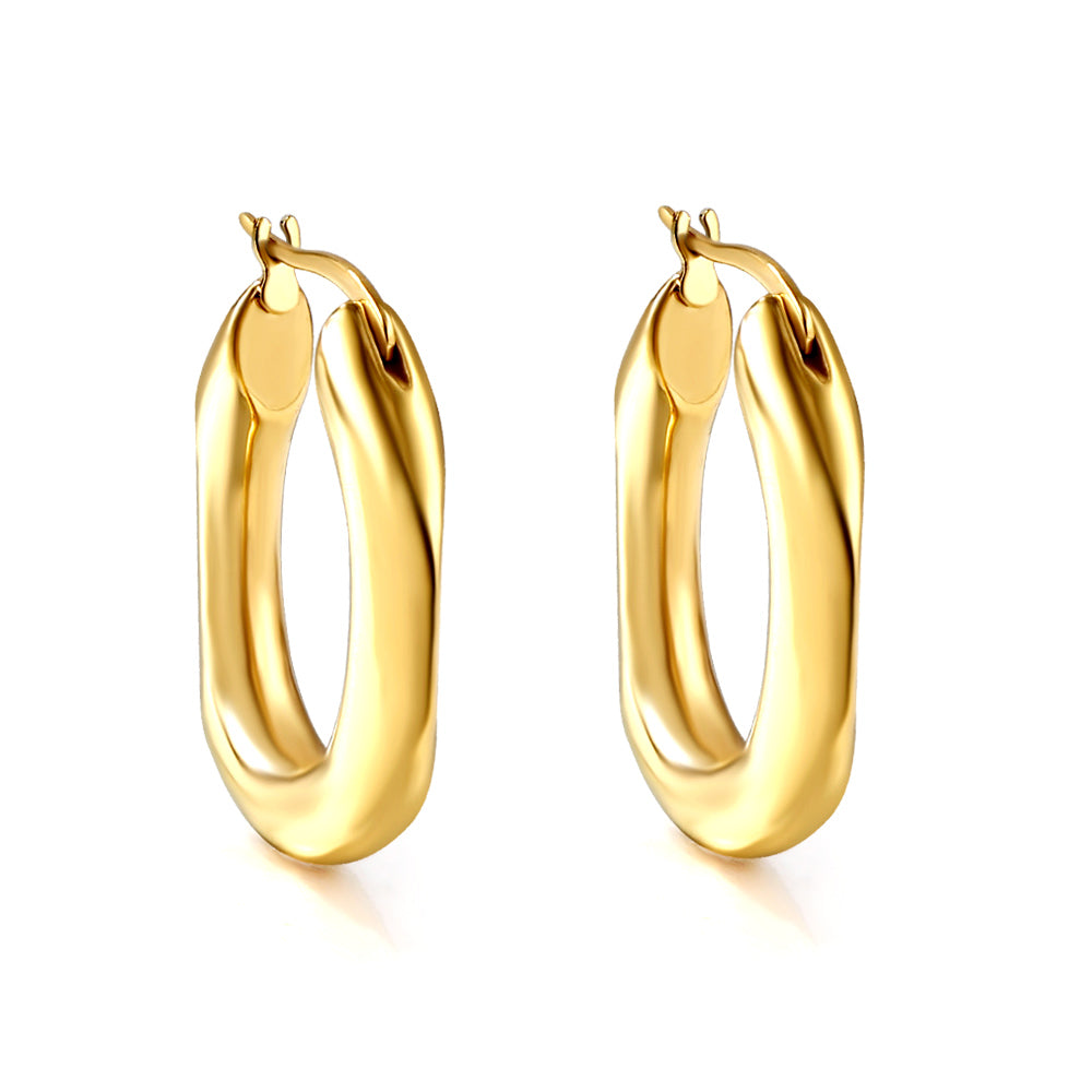 Wholesale Oval - Shaped Gold Earrings for Jewelry Suppliers Classic Elegance