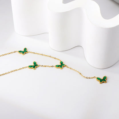 Wholesale 18K Gold Green - adorned Necklace Fresh Vibe