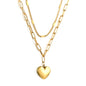 Wholesale 18K Gold Double - chain Heart Necklace Fashion - forward Style