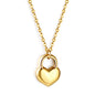 Bulk Stainless Steel Gold Tone Heart - lock Pendant Necklace Sweet Sentiment